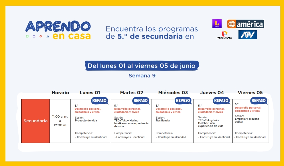 Programación Del Lunes 01 Al 05 De Junio Por TV Y Radio Nacional ...