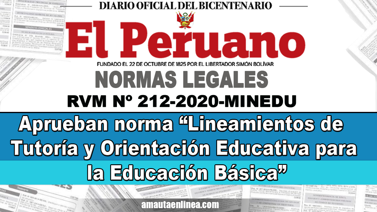 Minedu| Aprueban Norma “Lineamientos De Tutoría Y Orientación Educativa ...