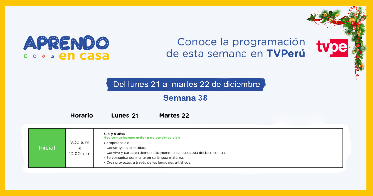 Semana 38 Salio La Ultima Programacion Por Tv Y Radio Nacional Del Lunes 21 Al Martes 22 De Diciembre Grupo Amauta