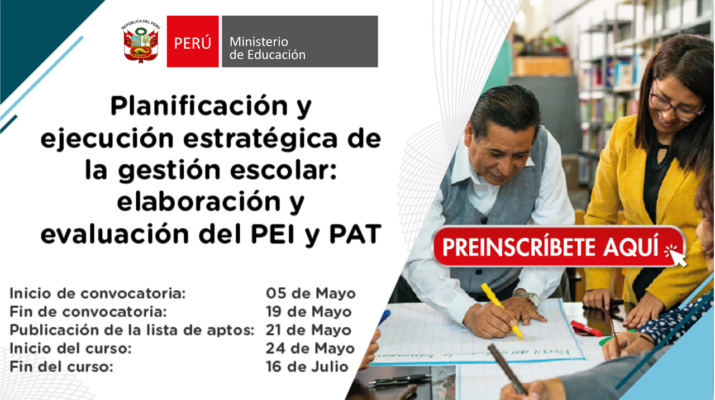 PerúEduca lanza curso Planificación, elaboración y evaluación del PEI y PAT para docentes
