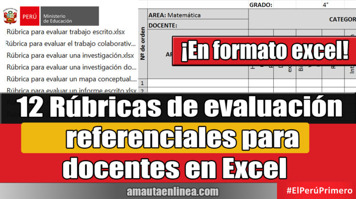 12 Rúbricas de evaluación referenciales para docentes en Excel