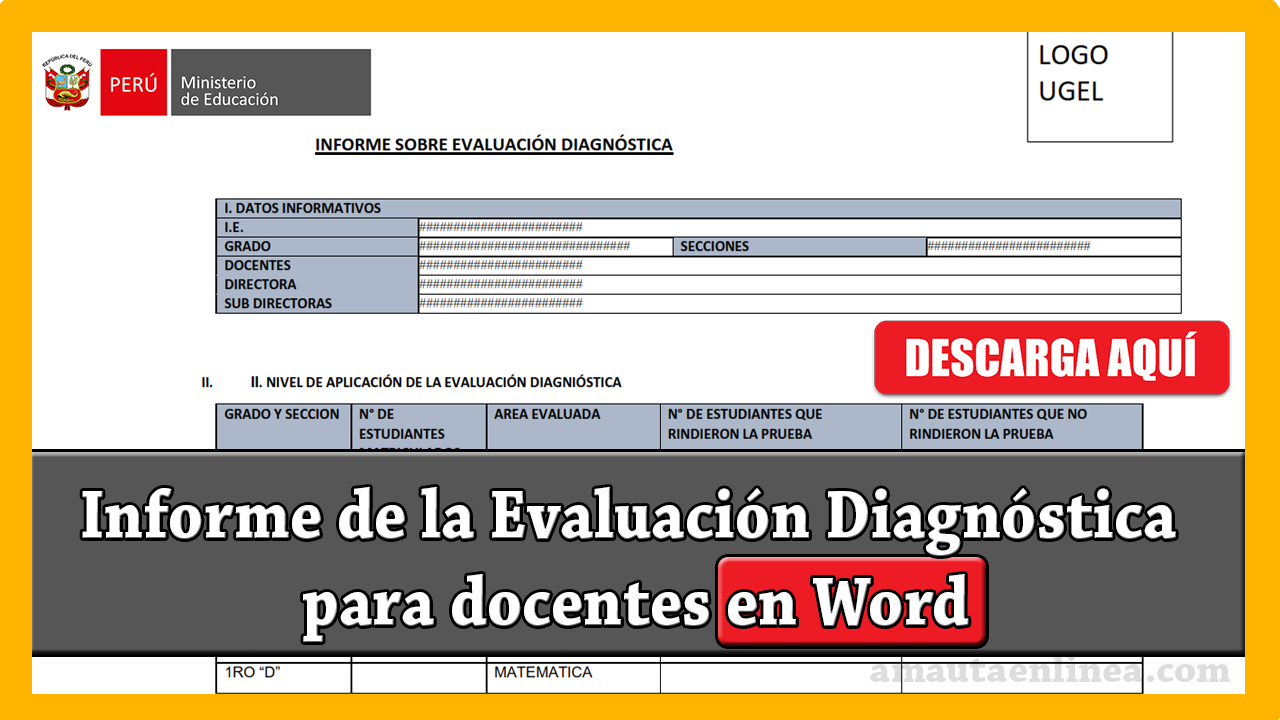 ▷ Informe de la Evaluación Diagnóstica para docentes en Word ✓