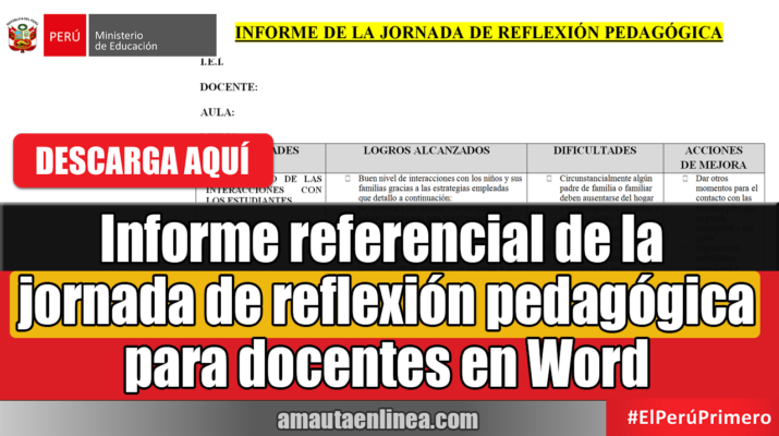 Informe referencial de la jornada de reflexión pedagógica para docentes en Word