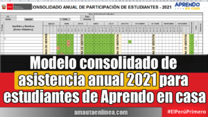 Modelo Consolidado De Asistencia Anual 2021 Para Estudiantes De Aprendo ...