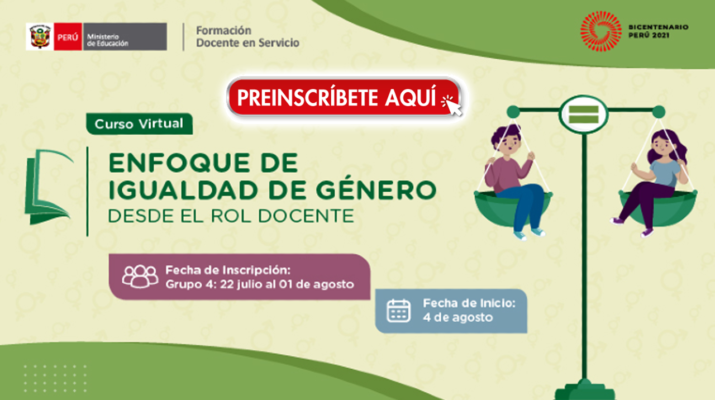 PerúEduca lanza el curso Enfoque de igualdad de género desde el rol docente ¡PREINSCRÍBETE AQUÍ!