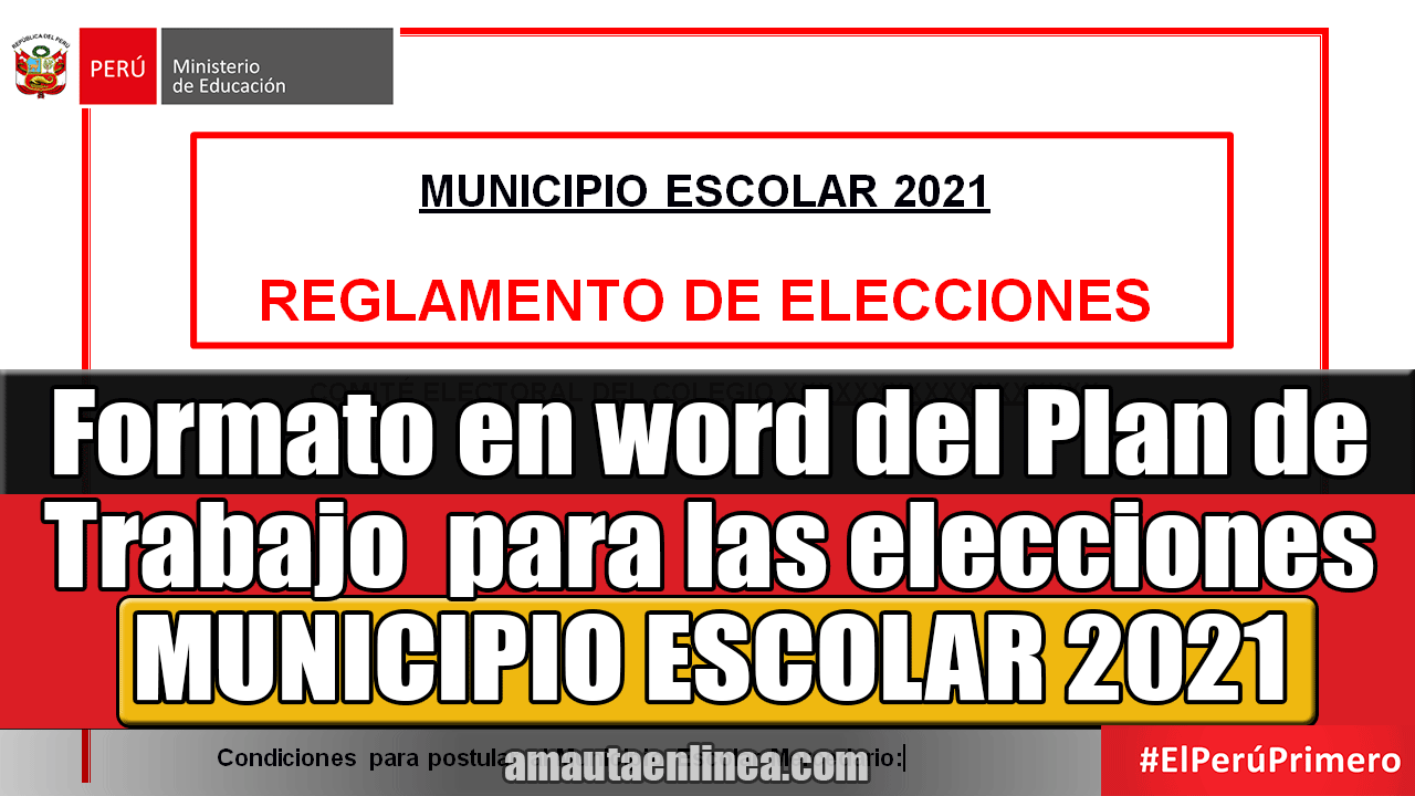 ▷ Formato en word Plan de trabajo para las elecciones del MUNICIPIO ESCOLAR  2021 ¡Atención Docente! ✓