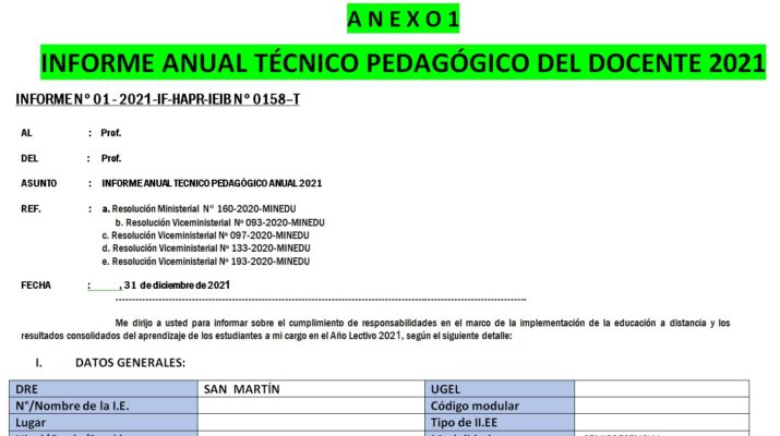 ANEXO 1 Informe anual técnico pedagógico del docente en word 31 de Diciembre