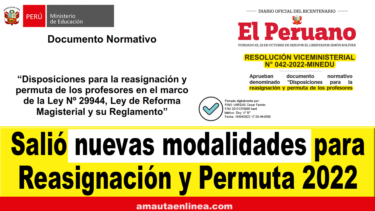 ▷ Minedu: Salió nuevas modalidades para reasignación y permuta 2022 ¡LO  ÚLTIMO! ✓