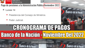 Salió el cronograma de pagos para el mes de Noviembre 2022 para el ...