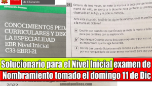 Solucionario Para El Nivel Inicial Examen De Nombramiento Docente ...