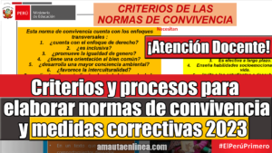 Criterios y procesos para elaborar normas de convivencia y medidas ...